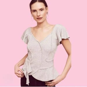 Deletta Anthropologie Terry Ruffle Blouse